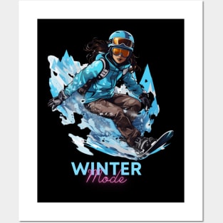 Winter Mode Winter Graphic Quote - Women's Snowboard Posters and Art